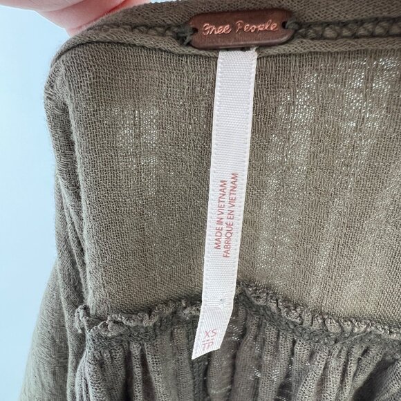 Free People Aster High-Low Henley Tunic Top Size XS Olive Green Linen Blend - Picture 7 of 10